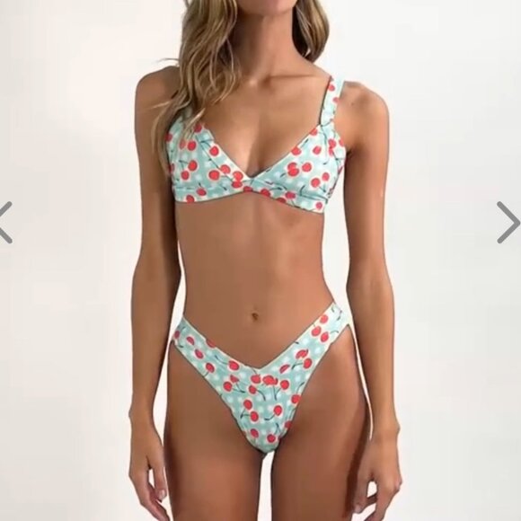 NWT OneOne Swimwear Bikini SET Cherry Crush Kameron Jesse NEW White Blue Red - Picture 9 of 14